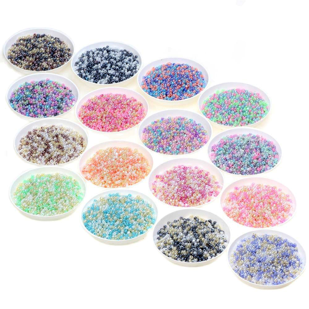 1000 unids/lote 15g 2mm abalorio de colores mezclados cuentas de semilla de vidrio checo DIY pulsera collar pendiente espaciador para accesorios de fabricación de joyas