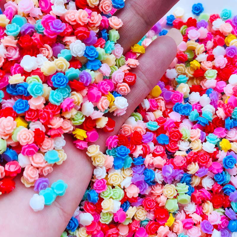 100 Stuks 5mm Kawaii Leuke Gemengde Bloemen Plat Hars Cabochons Scrapbooking DIY Sieraden Ambachtelijke Decoratie Accessorie A41