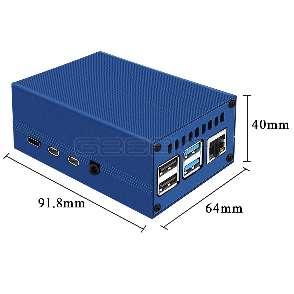 GeeekPi Blu Cassa in Metallo Coperchio Della Custodia Borsette Bordo Acrilico con Ventola Di Raffreddamento Accessori dissipatore di calore per lampone pi 4 Modalità B