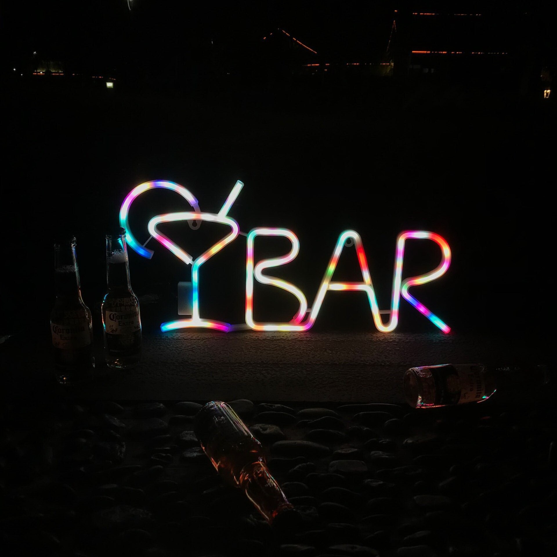 Sød bar neon skilt led regnbue lys lampe til kollegie indretning bar indretning neon lampe væg indretning jule neon pære badekar: Rgb