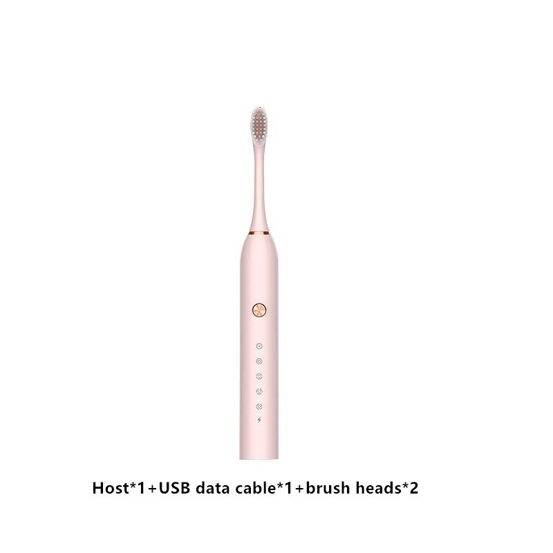 Cepillo de dientes eléctrico Sonic, temporizador para adultos, cepillo automático, Cargador USB, recargable, cepillos de dientes, juego de cabezales de repuesto lavables: YS002-Pink