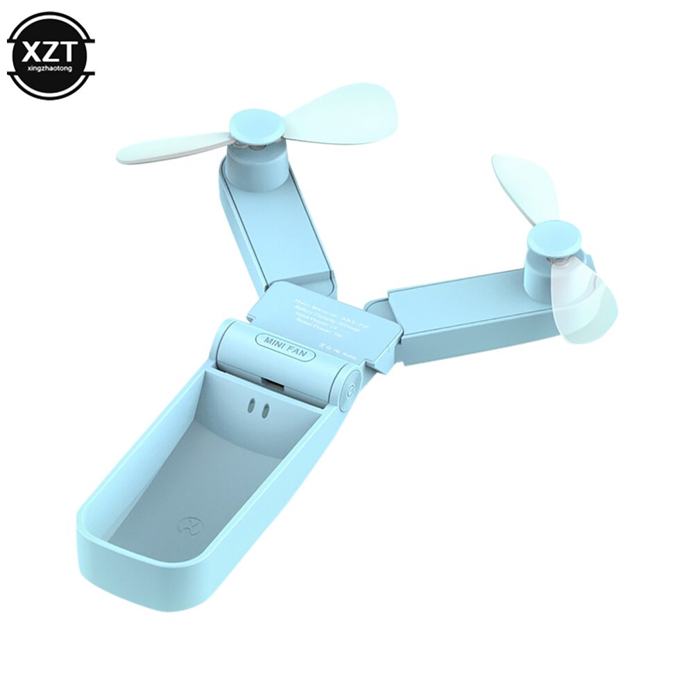 Foldable USB Mini Fan Hand Fans Electric Personal Rechargeable Dual Head Fans: C