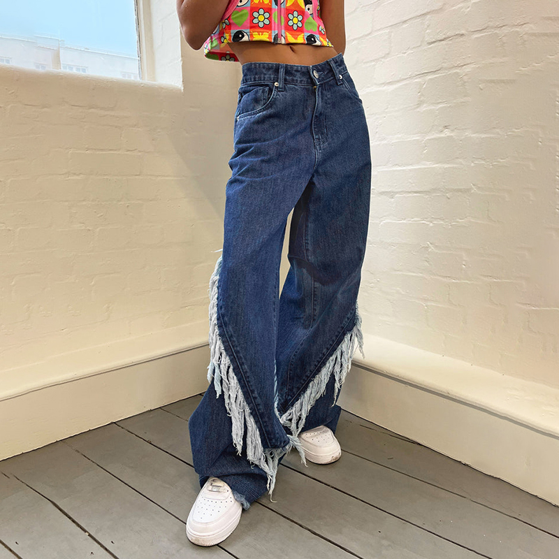 2025 Summer Women's Braided Twist Denim Wide Leg Trousers - High Street Low Waist Loose Jeans - Trendy Mopping Pants main image 0