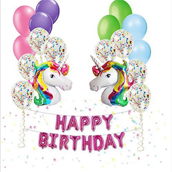 Verjaardagsfeestje decoraties kids eenhoorn verjaardag brief kleur pailletten pakket kleur grote eenhoorn ballon pakket