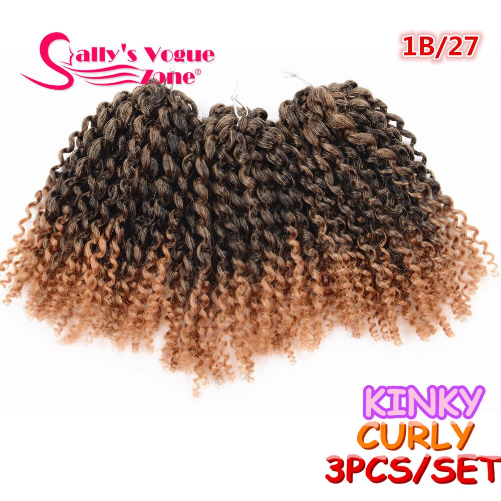 3pcs/set 8Inch Sallyhair Synthetic Marley Braids Crochet Braid Hair Ombre Black Dark Brown Jumbo Braiding Hair Extensions: 1B/27HL / 1Pcs/Lot