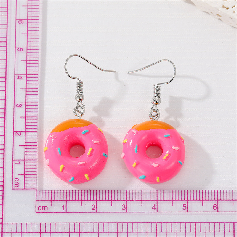 1 par de pendientes de gota de comida de Donut 3D de colores para mujer, para niños, creativa, divertida, abalorios de pastel Kawaii, pendientes colgantes, joyería