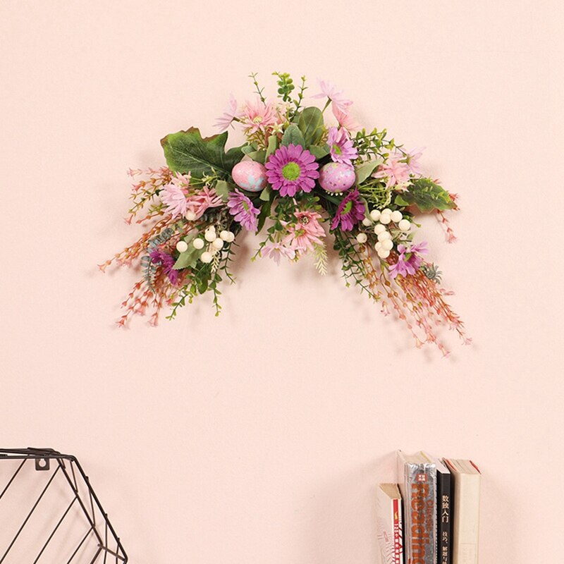 Easter Day Egg Flower Wreath Artificial Garden Easter Decoration Children Easter Home Garden Decoration