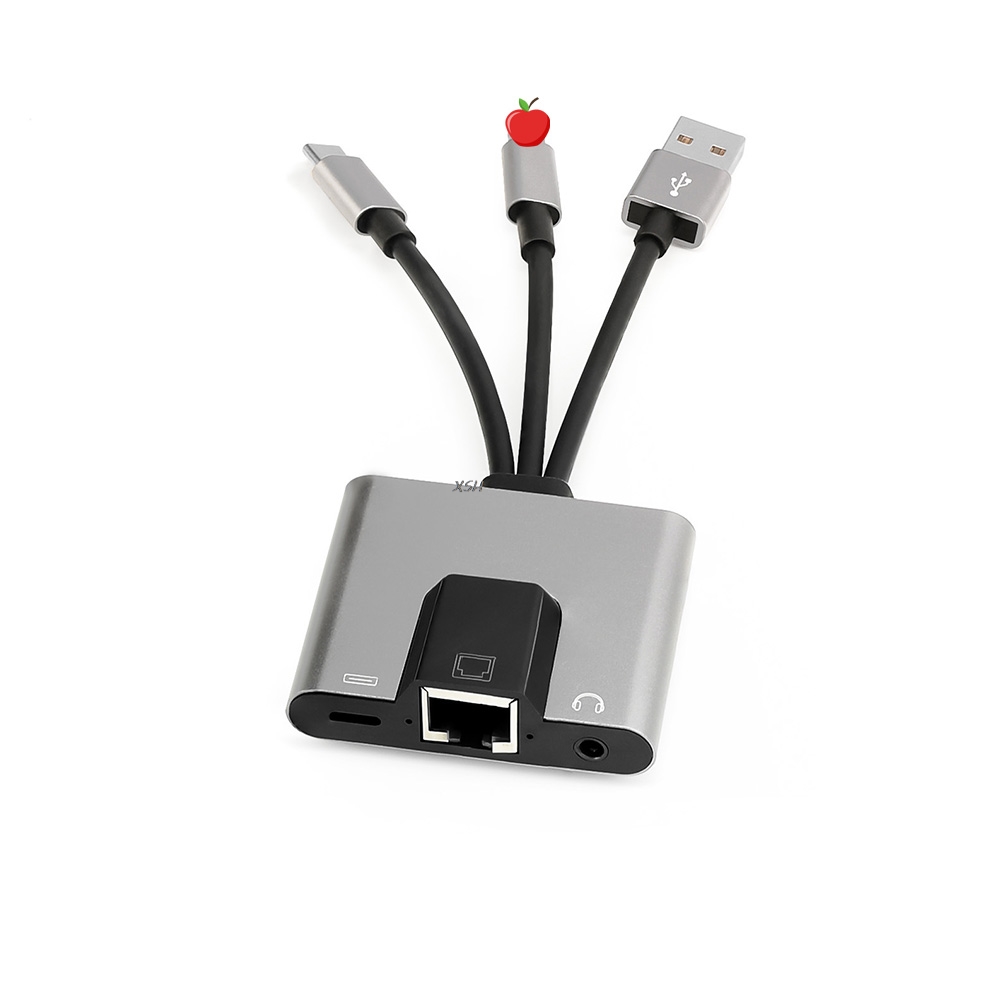 Centrum USB-C robić 3.5mm RJ45, adapter sieciowy USB-C robić Ethernet LAN, stacja dokująca z szybkim ładowaniem PD i audio robić telefonu, laptopa, tabletu