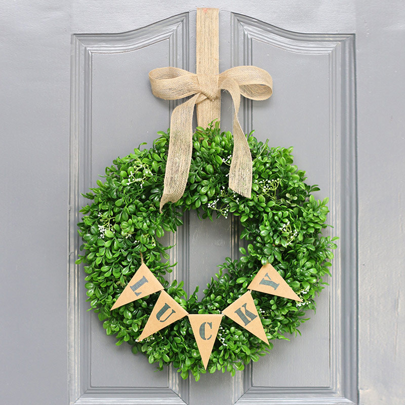 Guirnalda de la suerte para colgar en la puerta, cartel colgante de Pascua, Primavera, decoración de pared del hogar, guirnalda Artificial, adorno para boda, y habitación