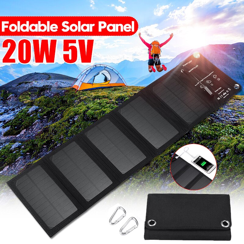 16W/20W 5V Folding Solar Panel USB Output Foldable Solar Power Cells Charger Portable Solar Panel For Cell Phone Camping Outdoor