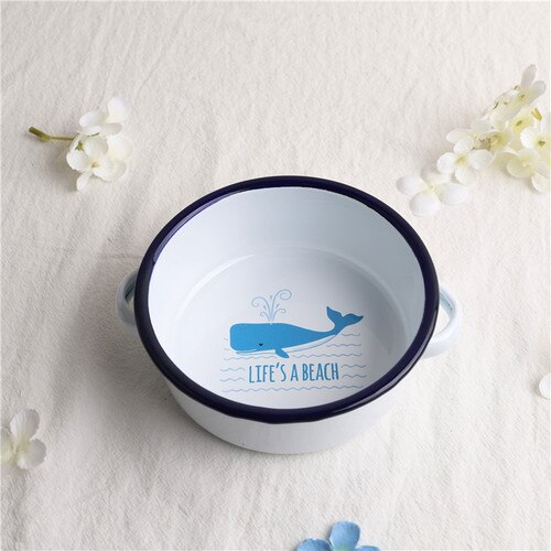 Cartoon Walvis Kinderen Kom Verdikte Emaille Kom Dessert Cake Tray Melk Cup: 14CM Double Ear Cup