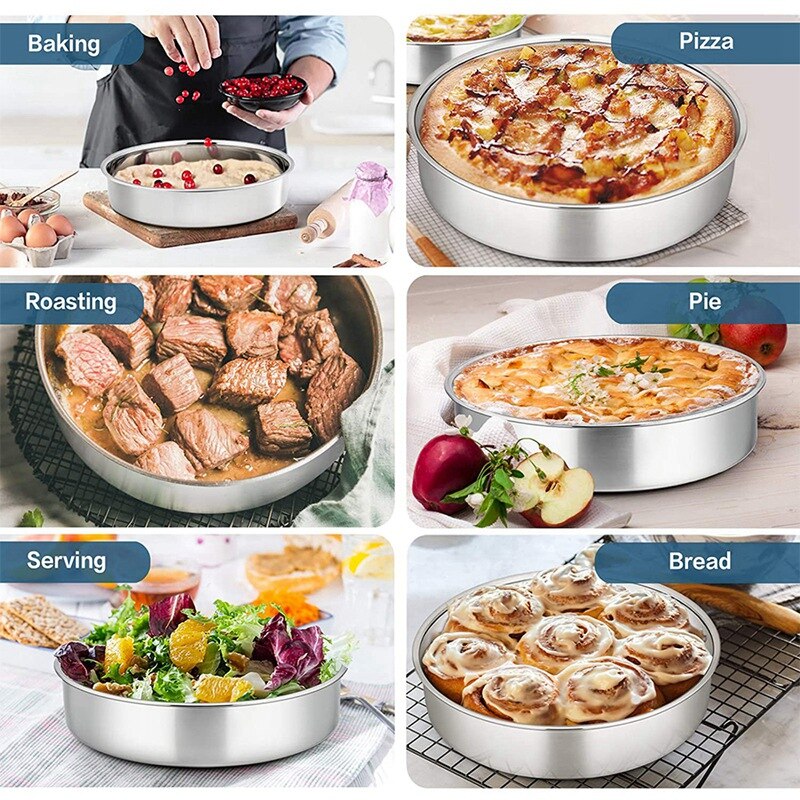 8 Inch Ronde Cake Tin Voor Bakken, Rvs Layer Cake Tins Pannen Set Van 3, mini Cake Bakvormen Set (Afneembare Base)