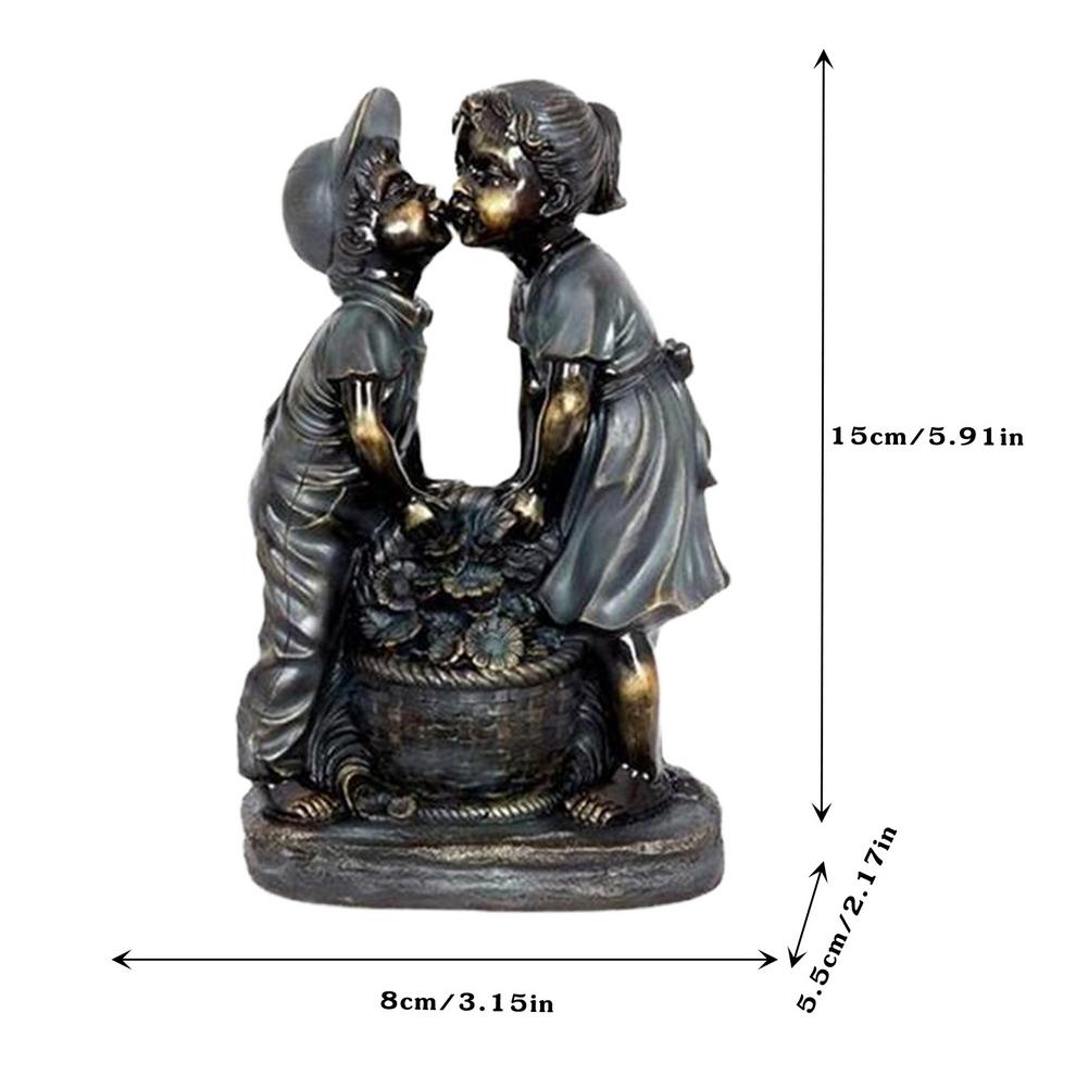 Boy And Girl Garden Statue Resin Waterfall Water Flow Ornament Outdoor For Home Yard Garden Desktop Sculptures Office Decor: 04