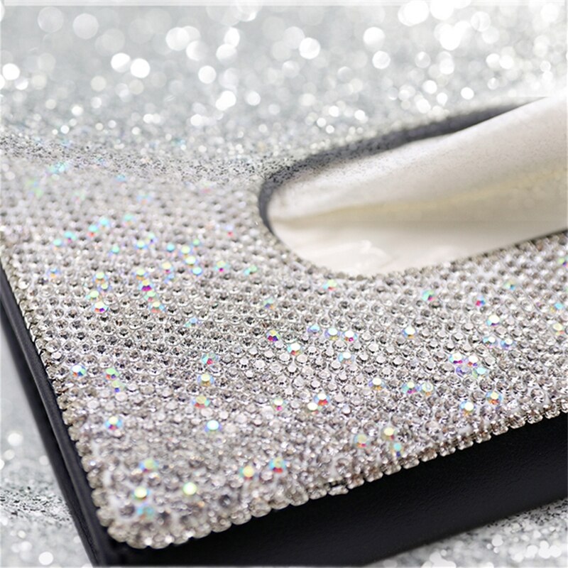 Crystal Diamond Car Tissue Box for Sun Visor Auto Hanging Tissue Box Crown Sunshade Case Auto Car Accessories