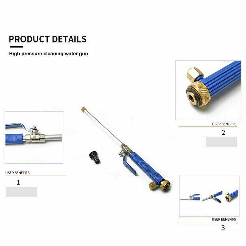 2 in 1 Water Spraying Tool High Pressure Power Washer Blue Car Sidewalks