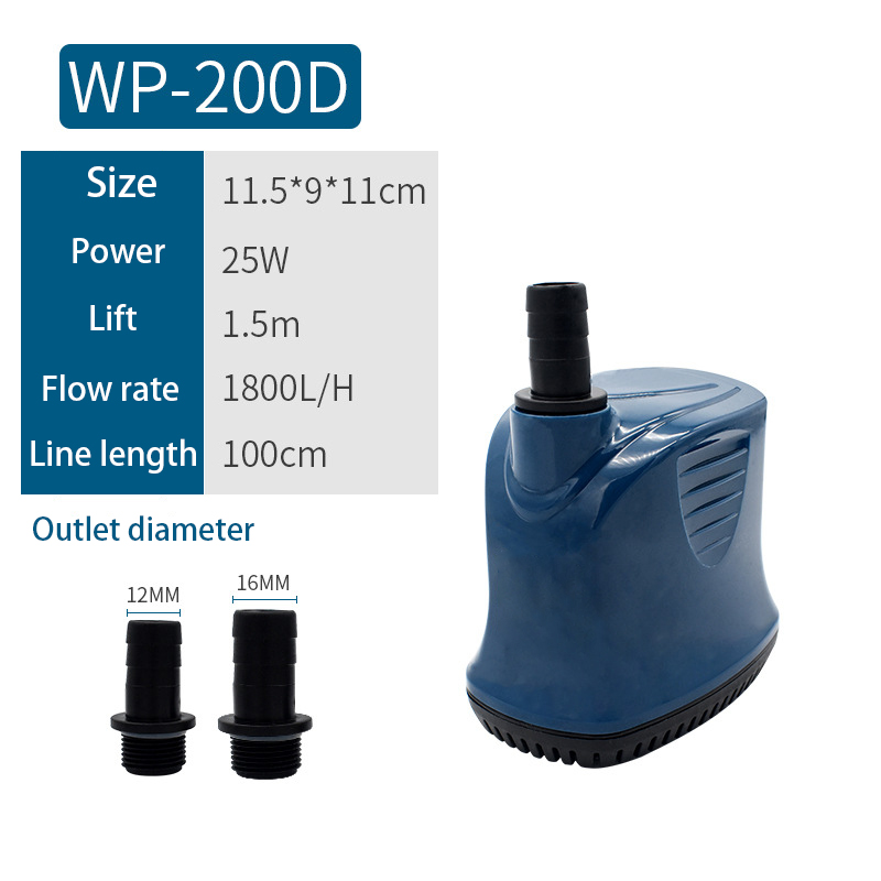 Ultra-Quiet Water Clean Filter Pump Submersible Pump Low Water Level Bottom Suction Circulating Fish Pond Aquarium Tank Fountain: WP-200D