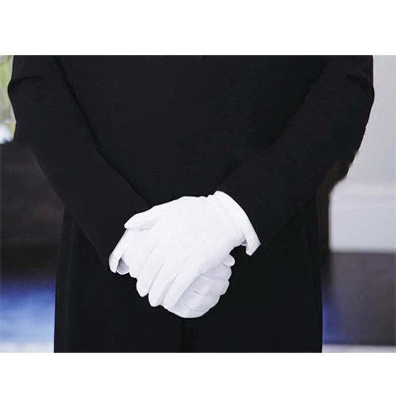 neueste Heiße männer Neue Weiß Rauchen Handschuhe Formale Uniform Schutz Band Diener