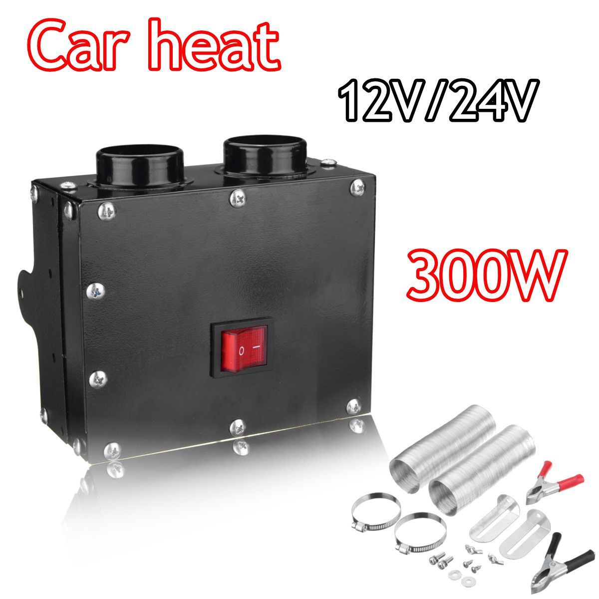 12V/24V 300W Car Fan Heater 2 Holes Heating Warmer Windscreen Defroster Demister Fan Auto Vehicle Truck Heater Defroster