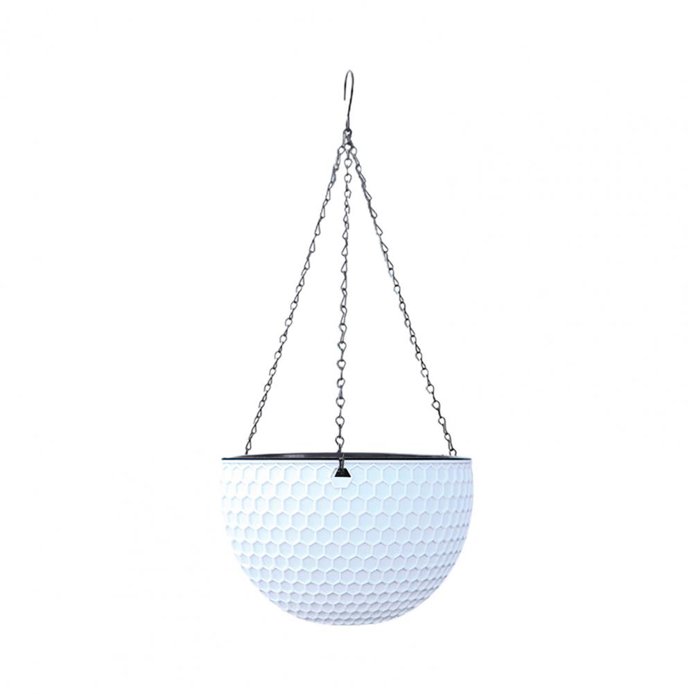 Flower Hanger Waterproof Outdoor Garden Hanging Plant Pot Imitation Honeycomb Portable Hanging Flower Basket for Park: WHITE