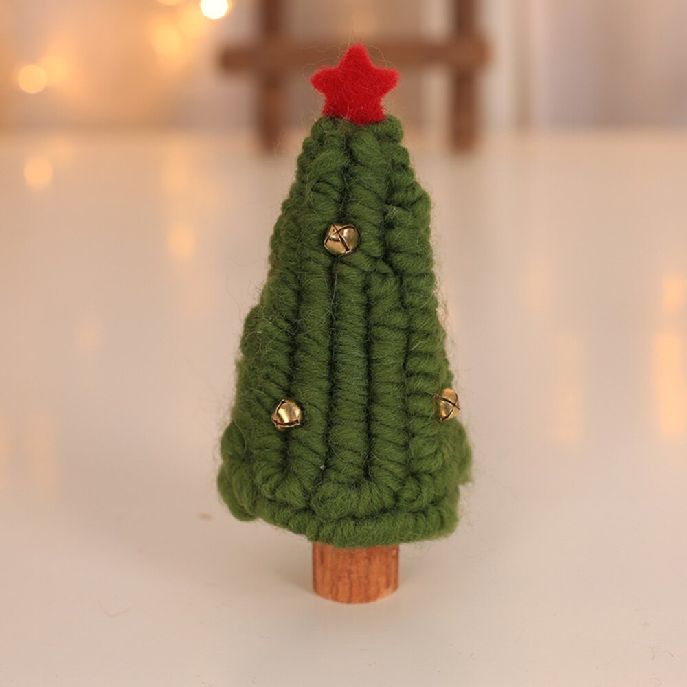 Tabletop Wool Felt Christmas Tree with Tinkle Bells Xmas Desktop Craft Decor Party Ornaments for Children Home Sto: Green