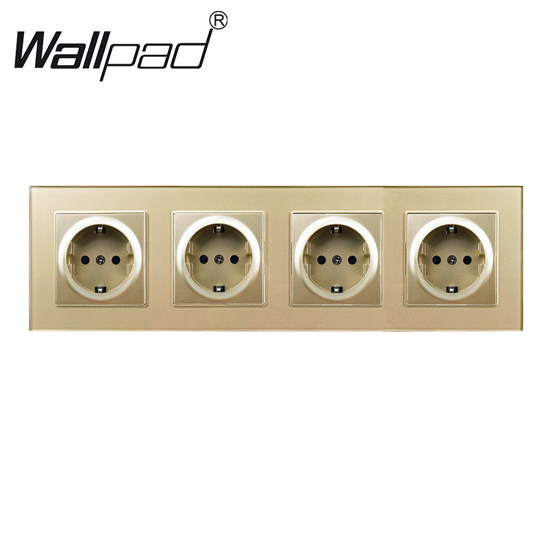 16A presa a muro quadrupla EU telaio in vetro cristallo 4 prese elettriche presa bianca nera dorata grigia 110V 250V per la casa