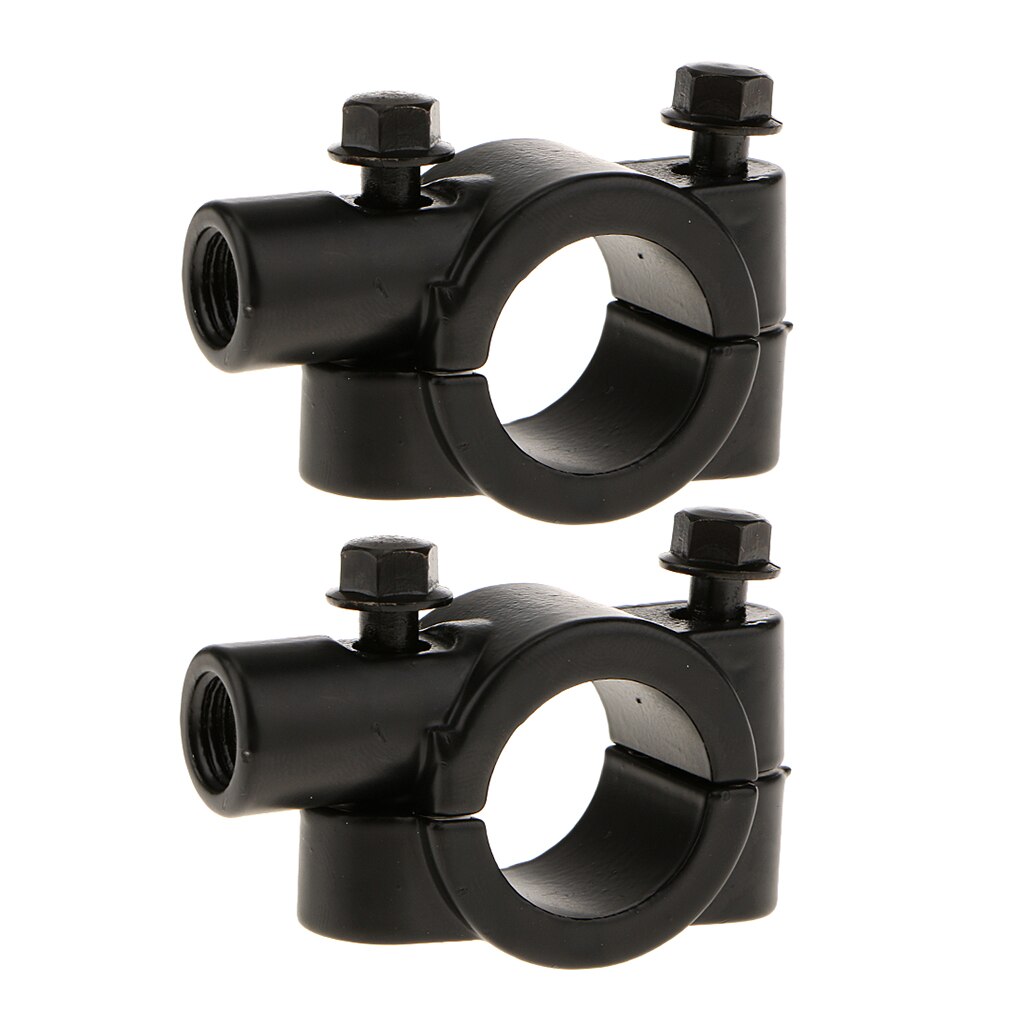 2x Motorcycle Motorbike 7/8'' Handlebar Mirror Mounting Clamp Bracket Black
