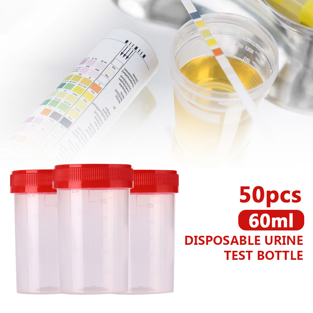 50 stks/set Specimen Fles Monster Cup Wegwerp Nosodochium Container Test 60ml Nuttig Ziekenhuis Inspecteren Glas Handig Gereedschap