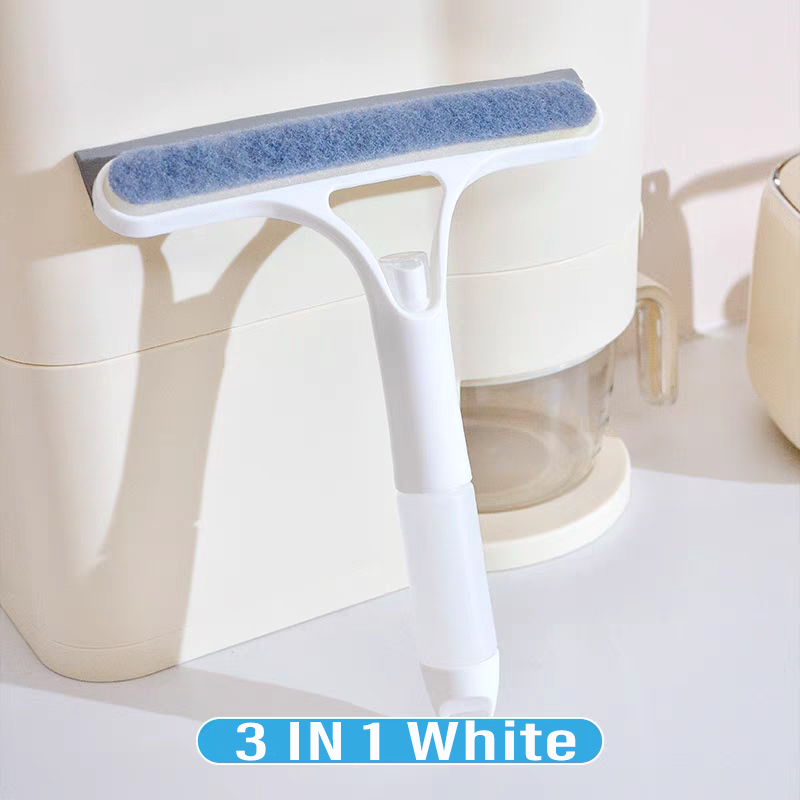 Limpiaparabrisas de mano 3 en 1, escobilla de goma para ducha de silicona con boquilla, regadera, herramienta de limpieza de vidrio para espejo de baño: Lavanda