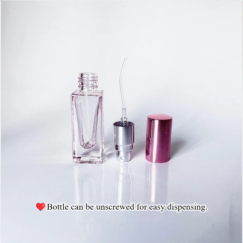 4 Uds 3/5/10/20ml Mini botella de Perfume de vidrio colorida atomizador cuadrado maquillaje portátil botella de Perfume de repuesto de viaje