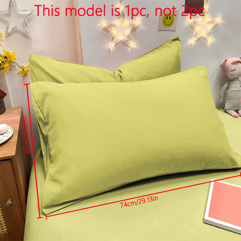 1 Piece Of Matte Solid Color Pillowcase, Bedroom Pocket Sealed Soft Pillowcase, Bedding: light green