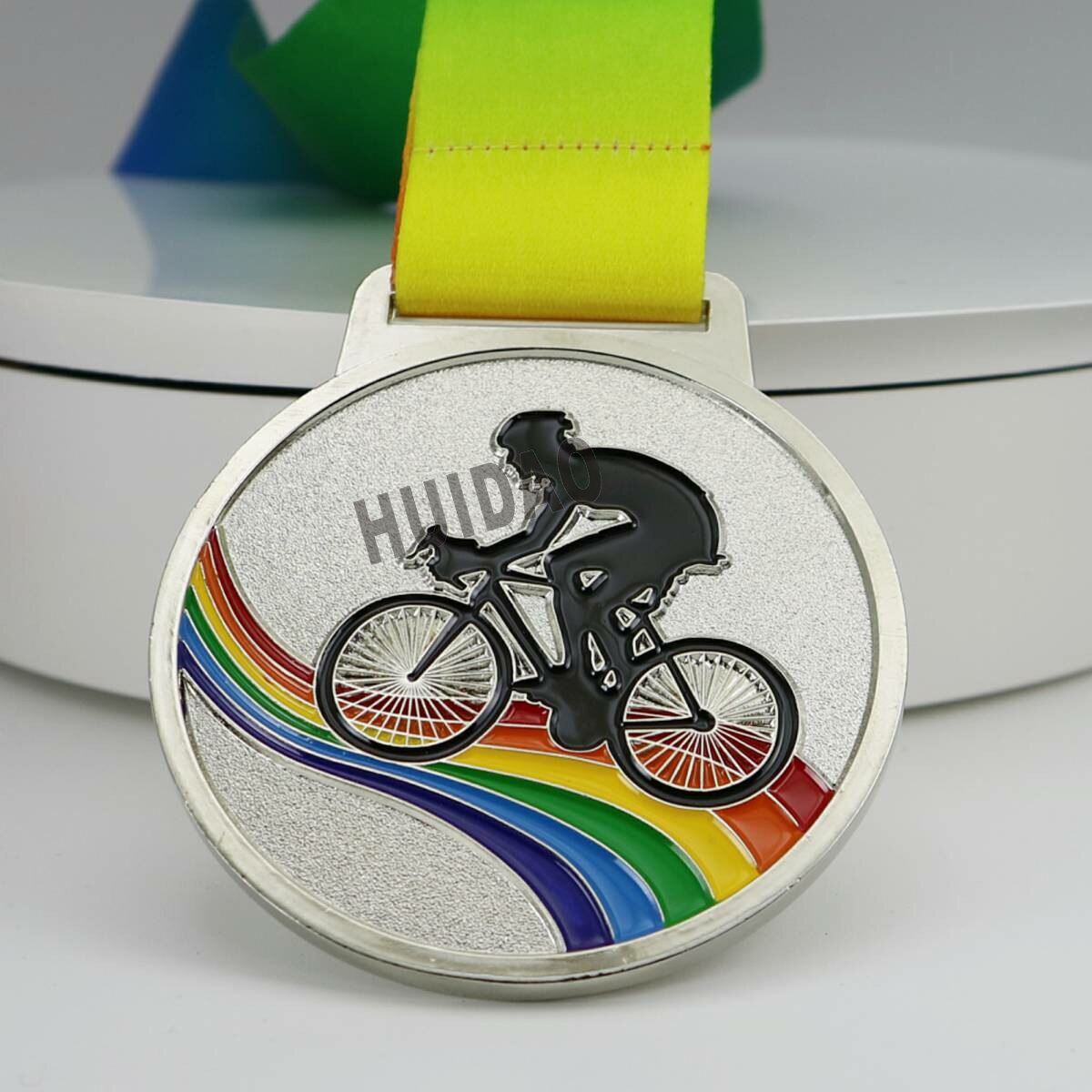 1Set Bike Sports Metal Cycling Medals with colorful ribbon 1Set Contain 1pcs Gold ,1pcs Silver ,1pcs Copper Medal