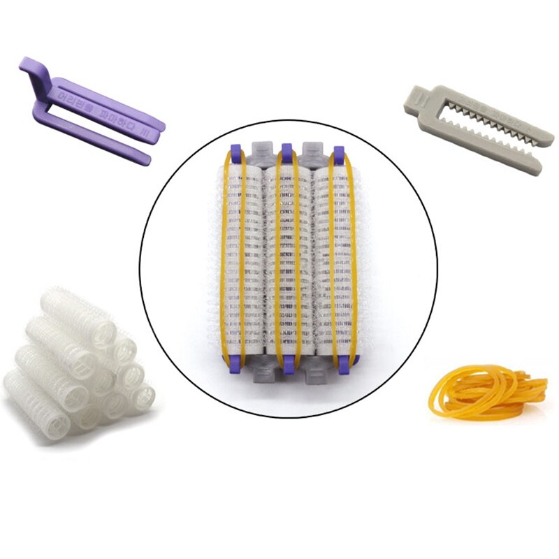 Grote set van 24 nylon klittenband haarrollers, haarrollers met haarwortels, permanenten, staven, krultangen met clips en elastiekjes