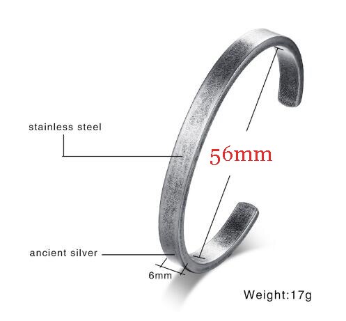 Męska bransoletka w stylu klasyczny z mankietem oryginalna bransoletka w kolorze antycznym solidna bransoleta ze stali nierdzewnej na biżuteria męska: 56mm