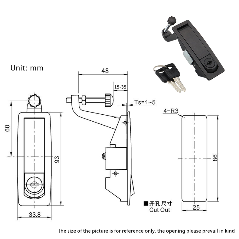 Premium Zinc Alloy Flat Lock with Push-Button Spring Mechanism for Mechanical Equipment, Cabinet Doors, and Electrical Boxes: Bronze