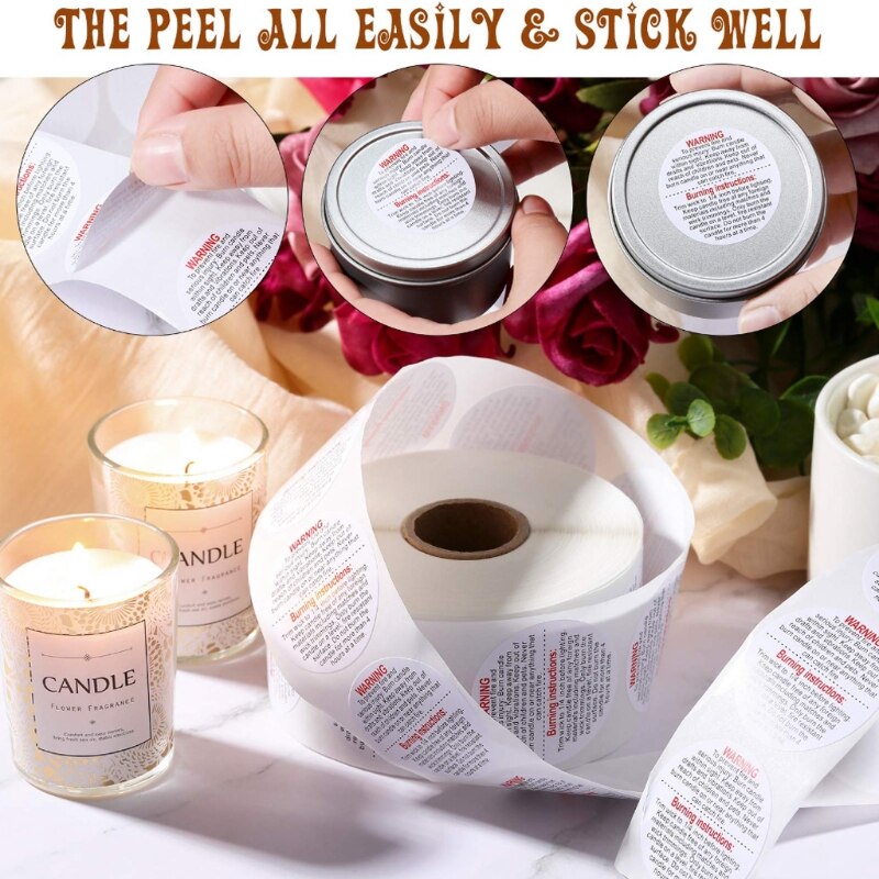 1000pieces Candle Warning Labels Candle Jar Container Stickers Candle Making Kit