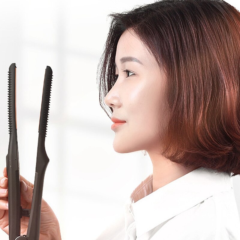 Rizador de cerámica para cabello corto, alisador de Pelo fino, herramientas ajustables de peinado rápido
