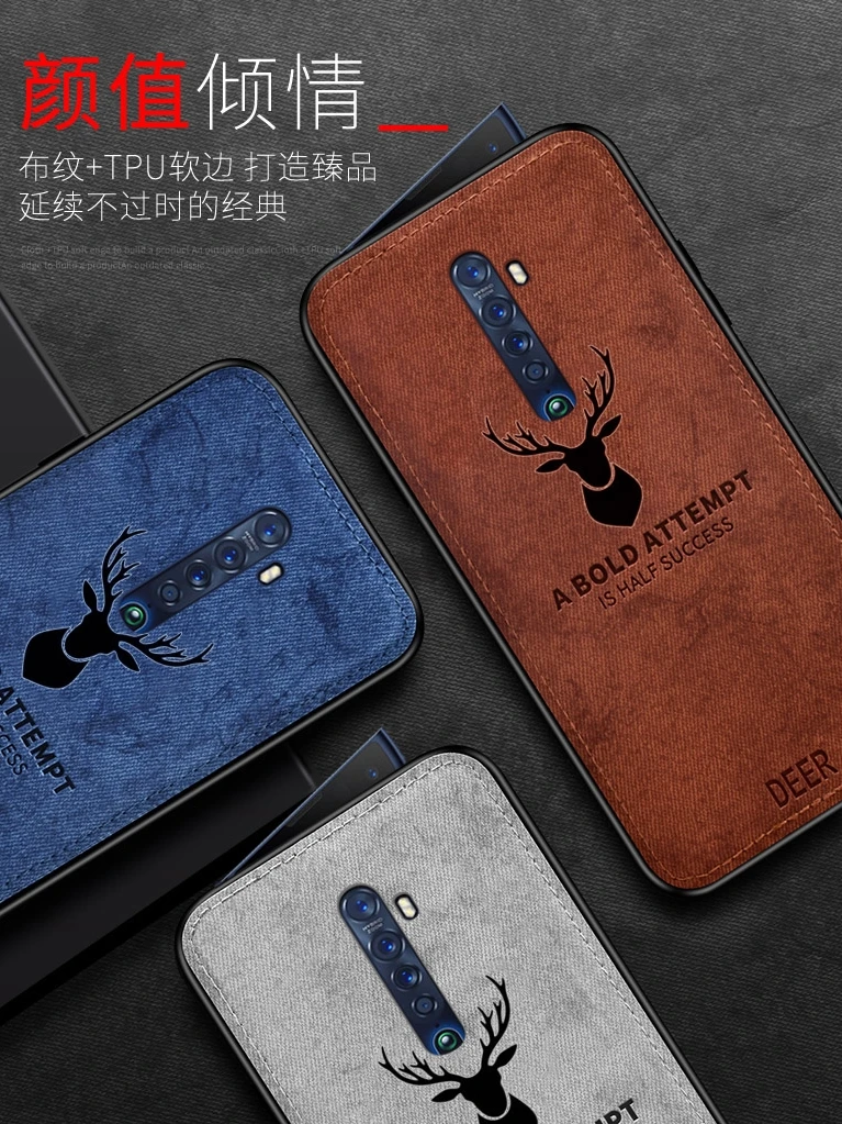 Für oppo reno 2 z 2z 2f fallen Luxus weiches Silikon hartes Gewebe Hirsch schlanke Schutzhülle für Reno 10x Zoomen Hülse