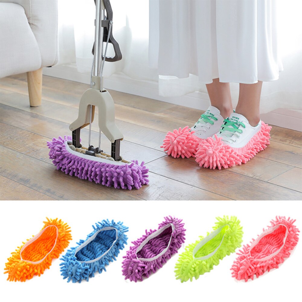 10Pcs Chenille Stof Mop Slippers Voet Sokken Mop Caps Multifunctionele Floor Cleaning Lazy Schoen Covers Dust Haar cleaner