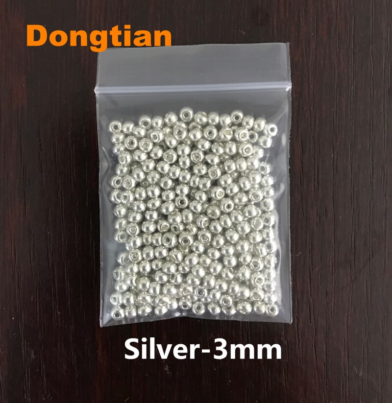 10g/ pakke 2mm 3mm guldperler sølvperler glasperle smykker gør perlebroderi til høj prisydelse: Sølv -3mm