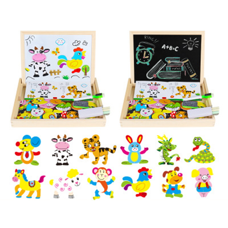 Educatief Houten Magnetische Speelgoed Kinderen 3D Puzzel Figuur/Dieren/Voertuig Tekentafel Leren Houten Speelgoed Voor Kinderen Speelgoed: twelve zodiac