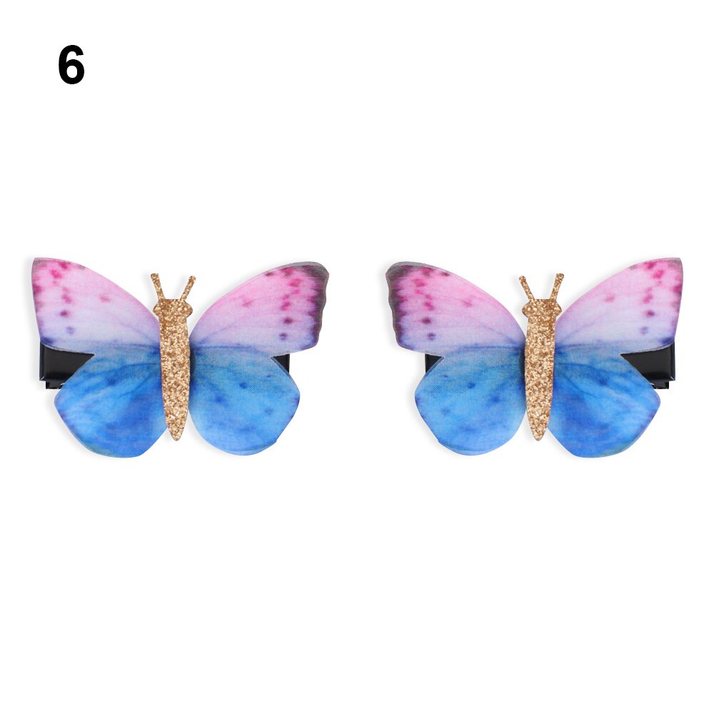 2 pièces belle strass papillon pince à cheveux Double couches Tulle épingle à cheveux accessoires de coiffure outils pour les femmes fille: 6