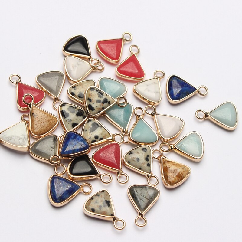 Natural Stone Charms Mini Triangle Birthstone Pendant Charms 11*15mm 2pcs/lot For DIY Jewelry Making Accessories