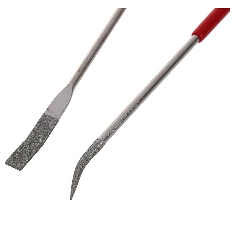 Limas de aguja de diamante curvado Lapidary, mango rojo, BMBY-160 x 4mm, 10 Uds.