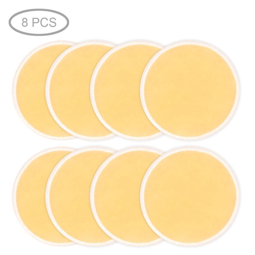 Toallitas limpiadoras reutilizables de algodón para maquillaje, desmaquillantes, lavables, de tres capas, de bambú suave con bolsa de lavandería de malla, herramienta de maquillaje: 8pcs Yellow