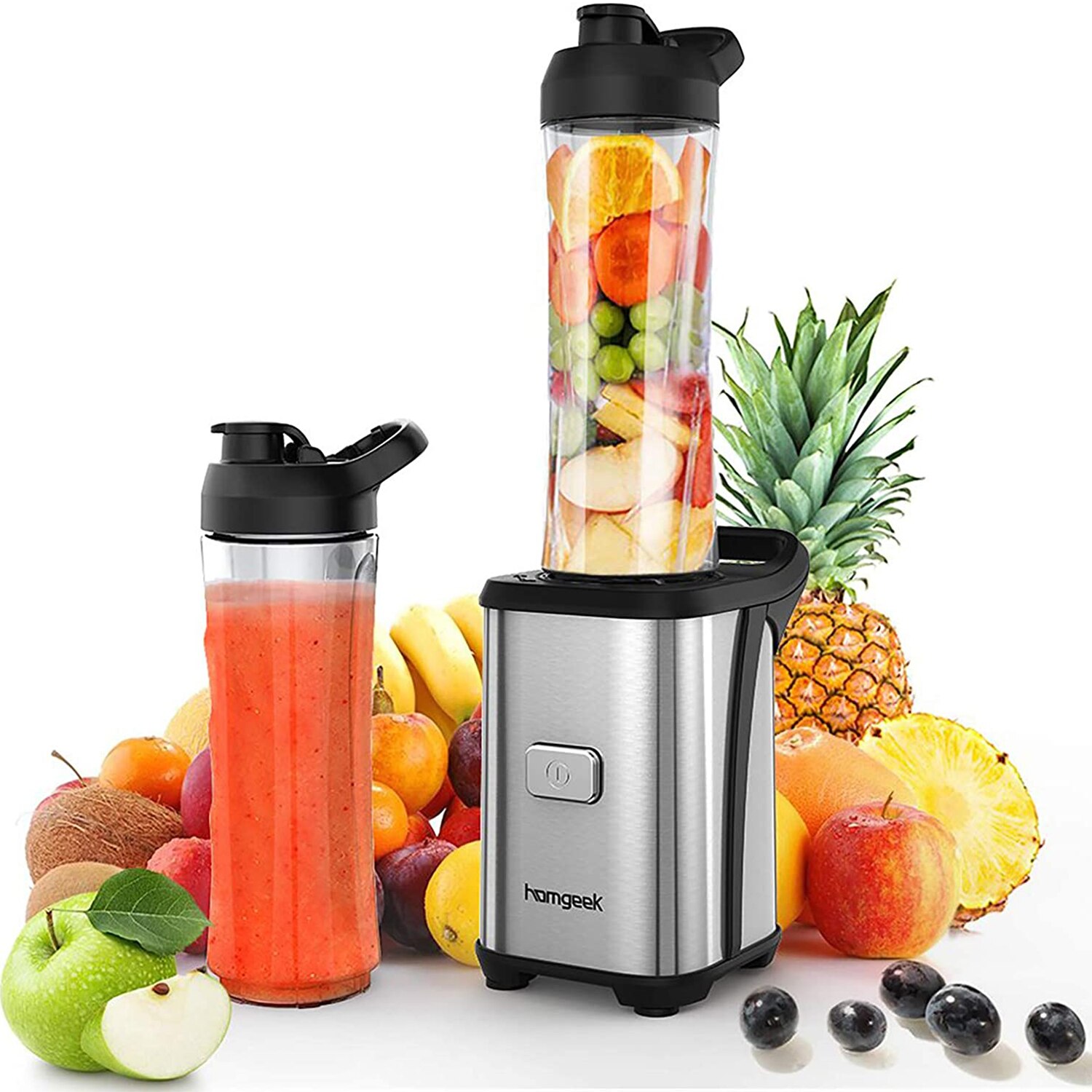 Homgeek mini frullatore per frullato personale per estrattore di succo di frutta e verdura con 2 tazze sportivo da viaggio senza BPA