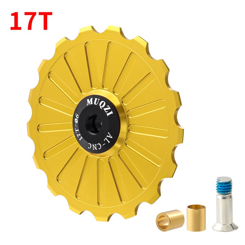 MUQZI 11/12/13/14/15/16/17T Rear Derailleur Jockey Wheel Ceramic Pulley MTB Pulleys Road Bike Ceramics Bearing Guide Wheel: 17T Glod