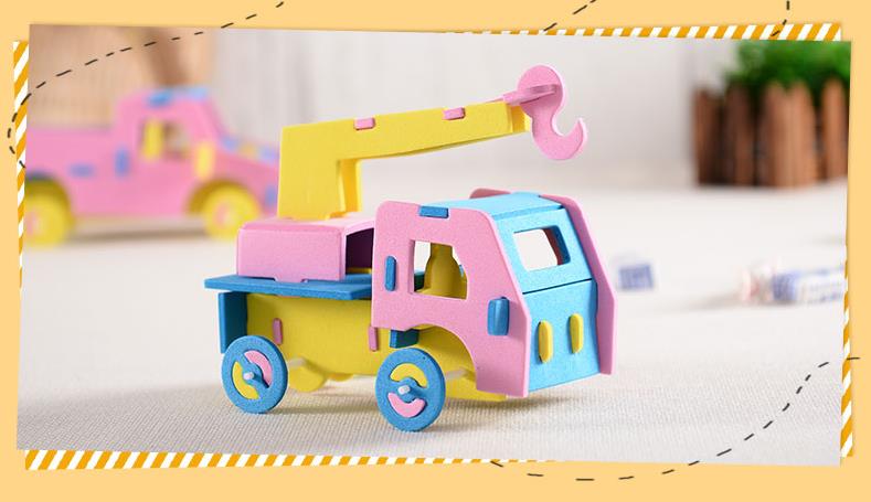 Voiture 3D stéréo EVA faite à la main pour enfants, éducatif de bricolage