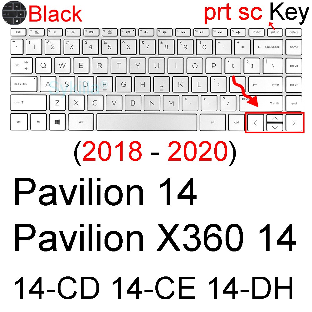Keyboard Cover for HP Pavilion 14 X360 14t Touch 14t-dv 14t-dw 14t-dy 14-BA 14-BF 14-AB Silicone Protector Skin Case Accessories: Black 2018-2020