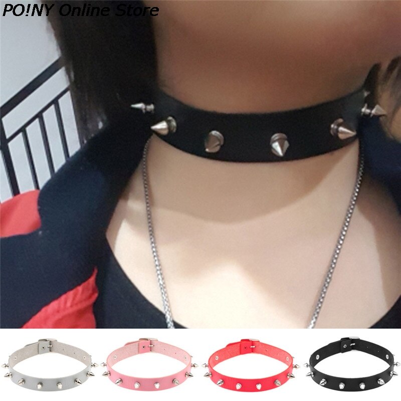 Newest Unisex Chic Punk Rock Gothic for Women/Men Leather Spike Rivet Stud Collar Choker Necklace Statement Jewelry