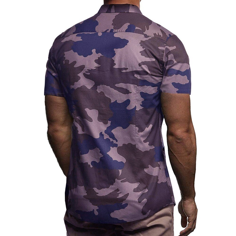 mannen Zomer Camouflage shirts Mannelijke Blauw Groen Casual Shirt tops Mannen Camo Korte Mouw Streetwear shirt M-3XL